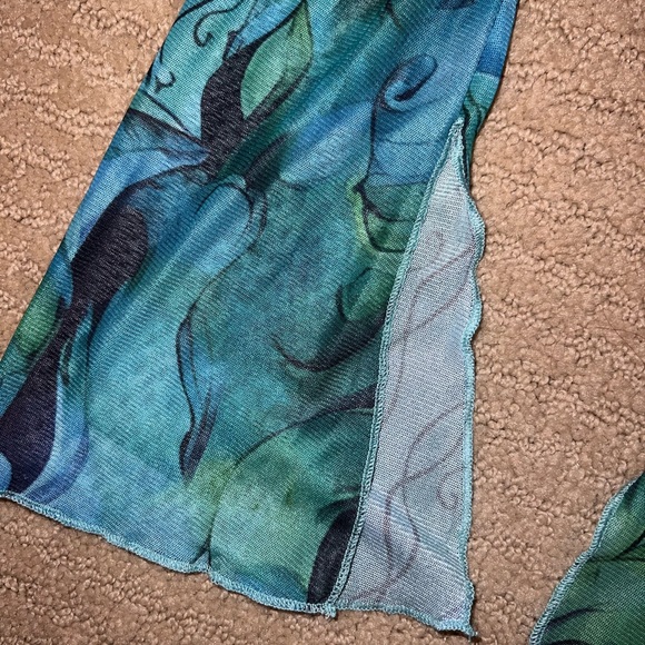 Blue purple green swirl peacock colour mesh mini dress - Picture 8 of 8